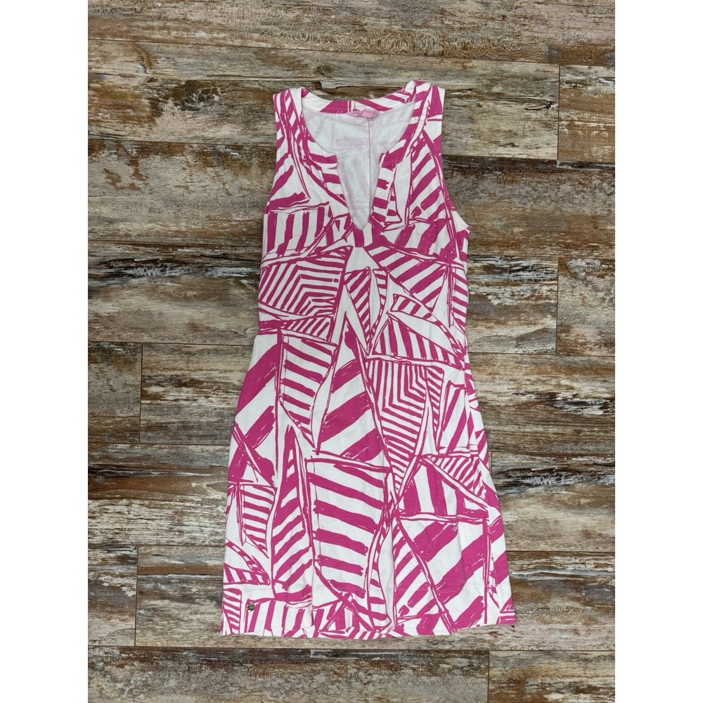 Women's Lilly Pulitzer Pink & White Dress Sail Boats Size XS Colorful Bright